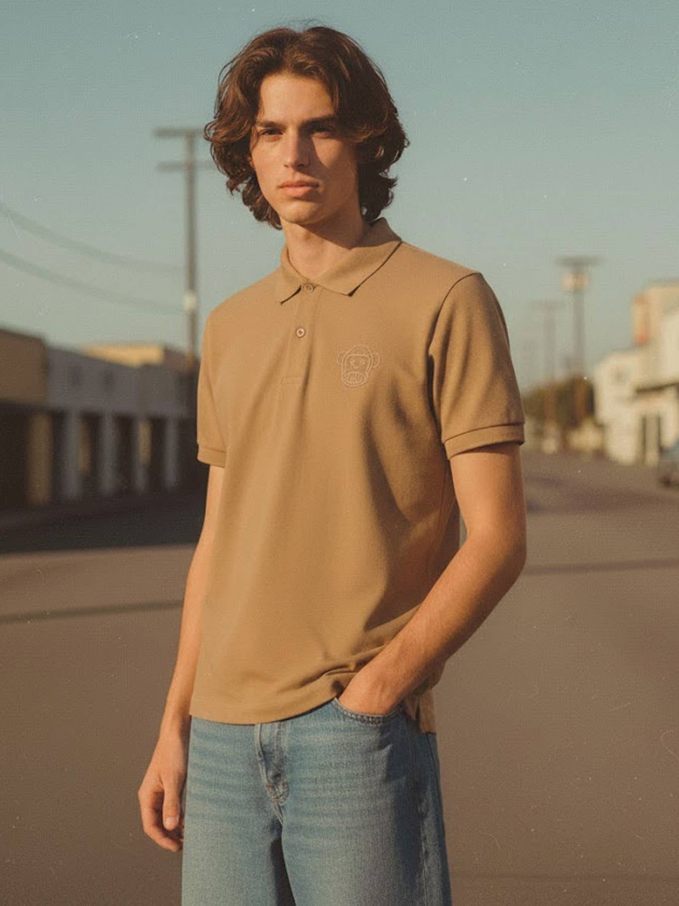 Polo uomo Hawk caramello in piqué