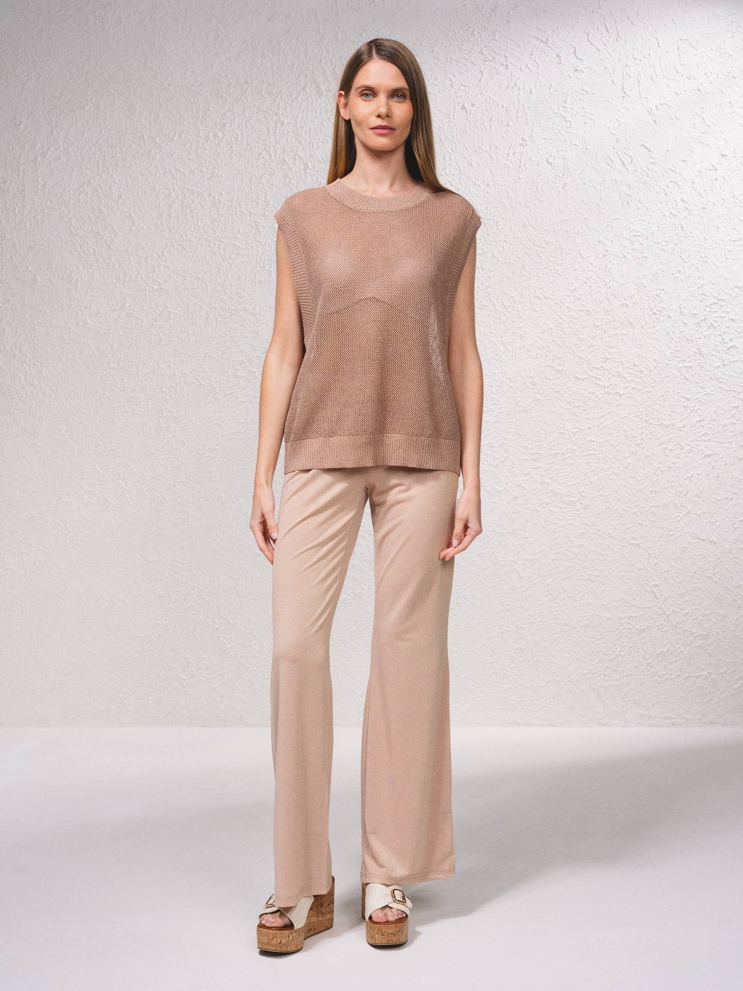 Maglione in maglia aperta laminata