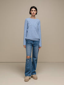 Maglione in maglia con applicazioni a foglia