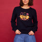 Maglia girocollo blu navy con ricamo farfalla
