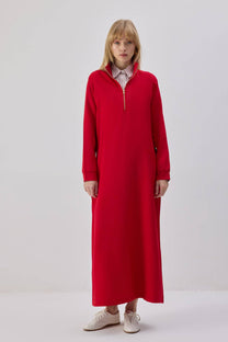 Abito dritto lungo con zip