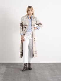 Cardigan lungo jacquard con tasche