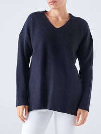 Maglione a coste con scollo a V
