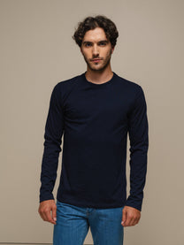 Maglia uomo girocollo a manica lunga in cotone e poliestere
