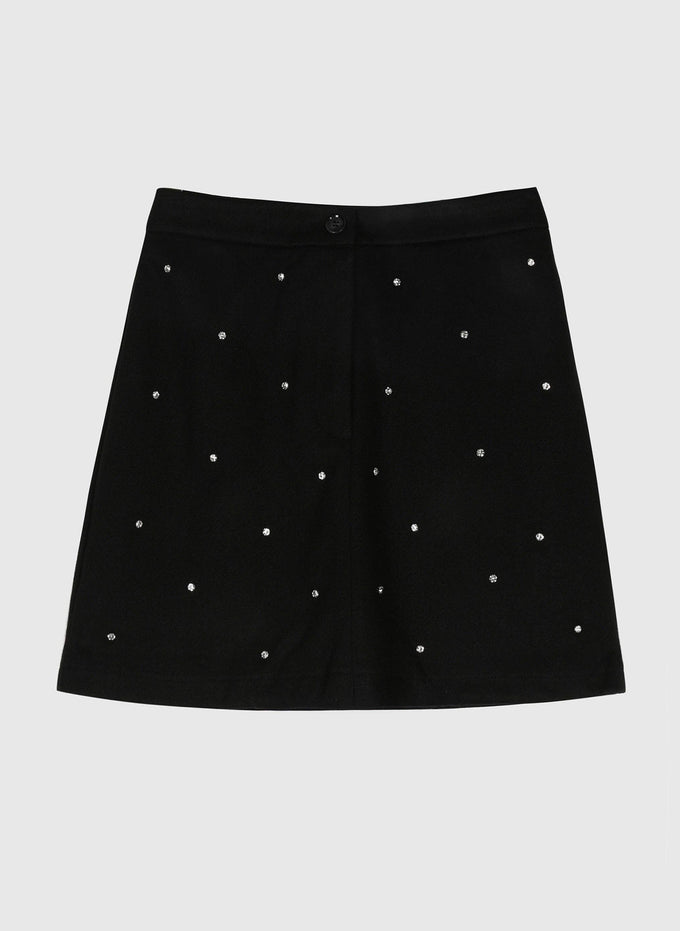 Gonna mini nera con strass