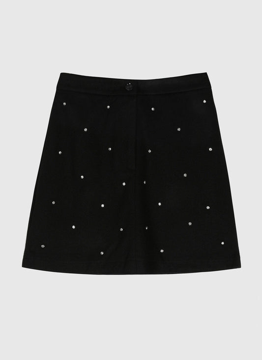 Gonna mini nera con strass