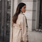Trench lungo in gabardina doppiopetto da donna