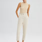 Pantaloni in denim carrot fit crema