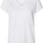 T-shirt in lino Simone bianca con scollo a V
