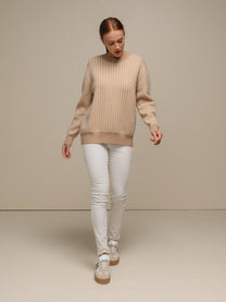 Maglione in maglia pied-de-poule da donna girocollo