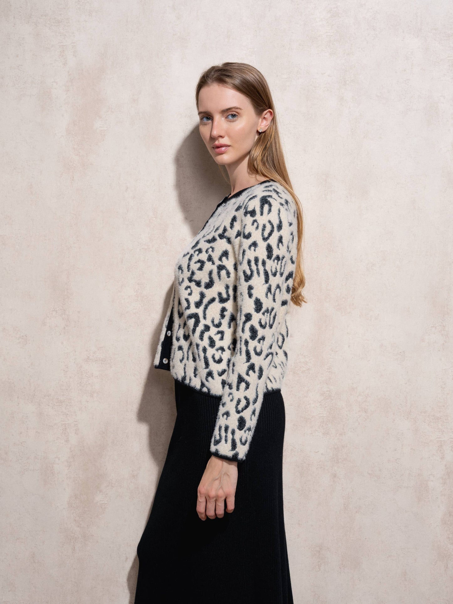 Cardigan in maglia animalier da donna