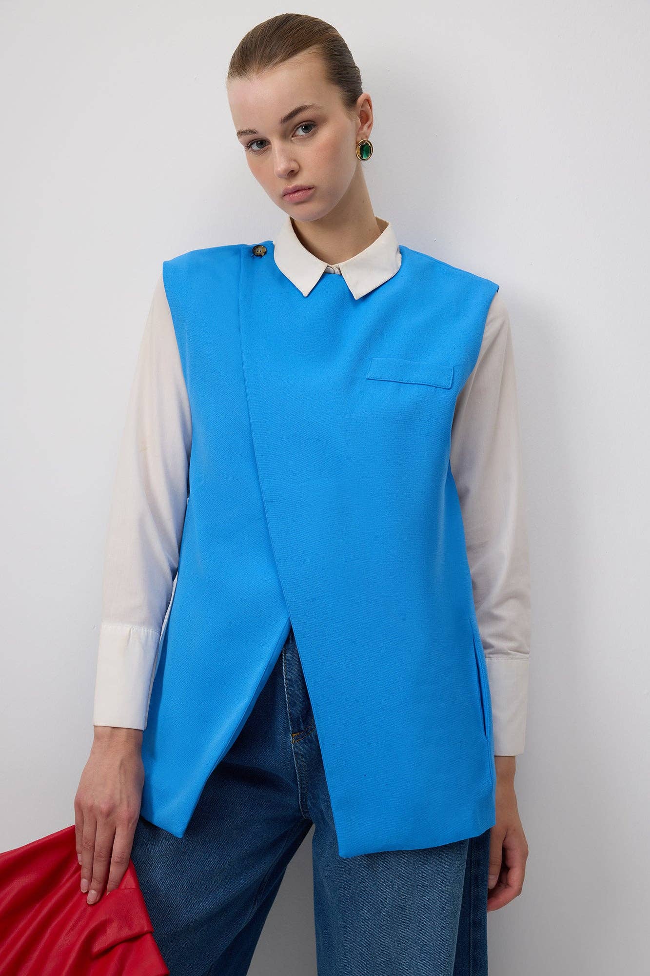 Gilet sartoriale doppiopetto in misto lino