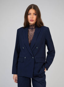 Blazer oversize gessato blu navy