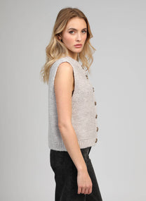 Cardigan smanicato in maglia Lejicky in lino