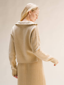 Maglione collo alto con zip in misto cashmere