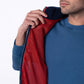Gilet sherpa smanicato bicolore blu navy