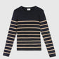 Maglione girocollo a righe metallizzate blu navy