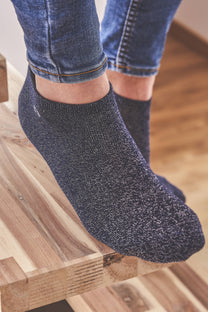 Calzini alla caviglia in cotone glitterato blu marino