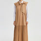 Abito maxi plissettato con collo annodato beige