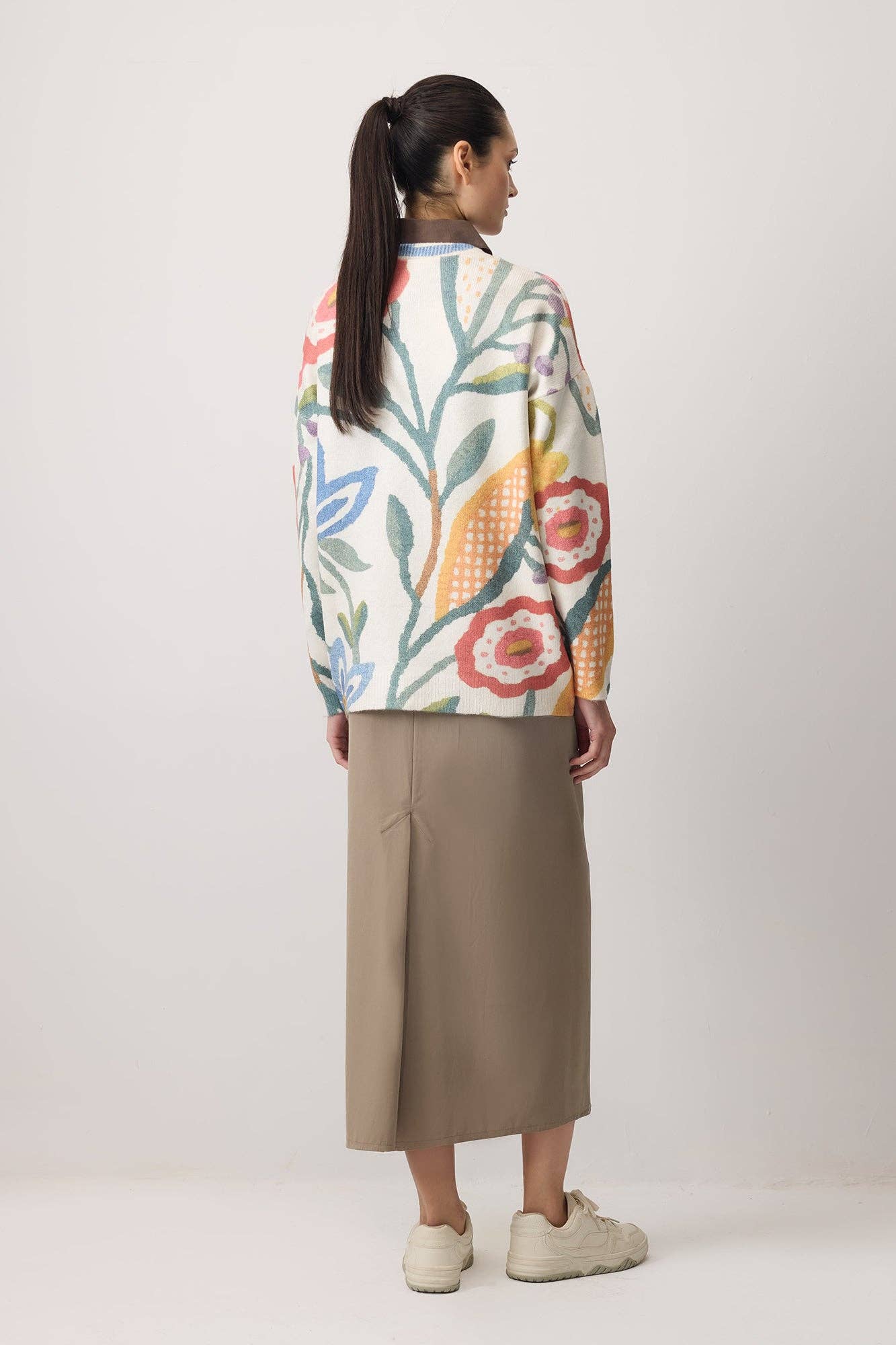 Maglione in maglia con motivo floreale