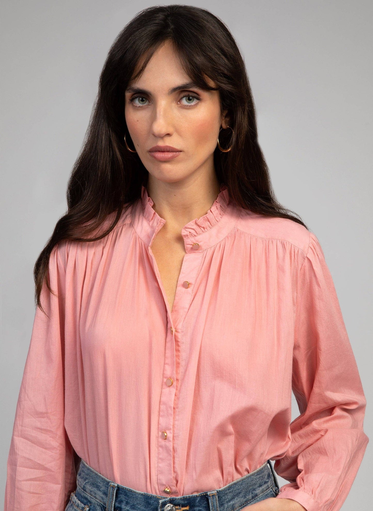 Camicia Saminy rosa in voile di cotone