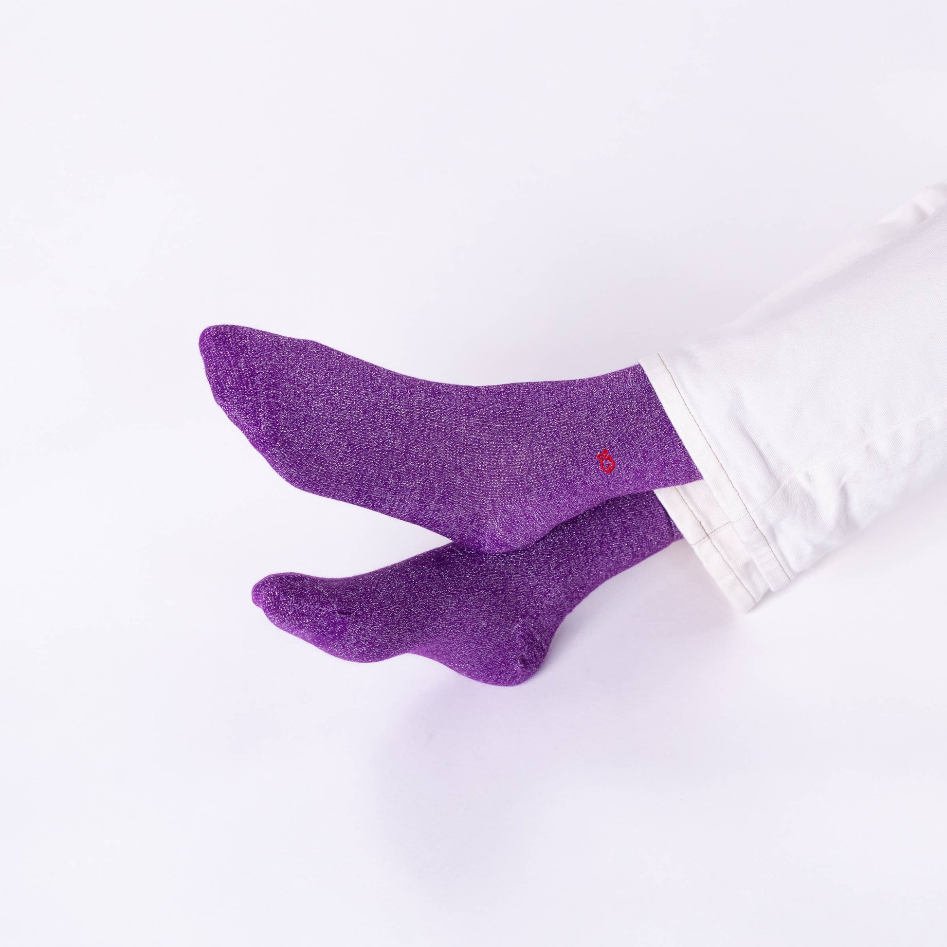 Calzini glitter viola in cotone pettinato