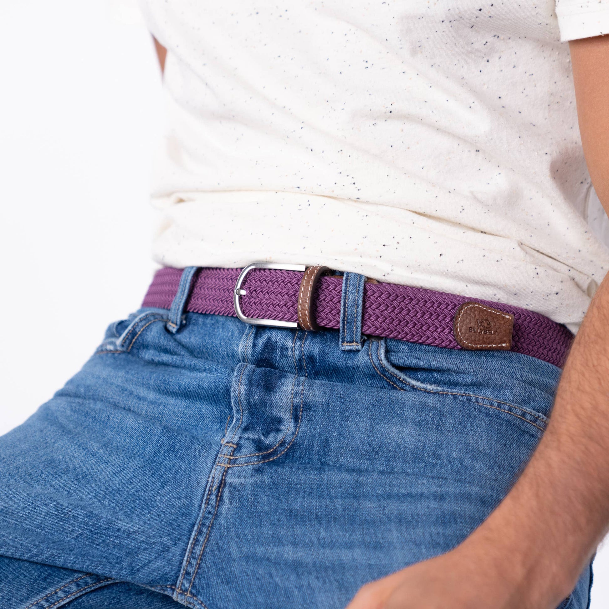 Cintura elastica intrecciata color prugna