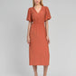 Abito midi Melile terracotta con scollo a V