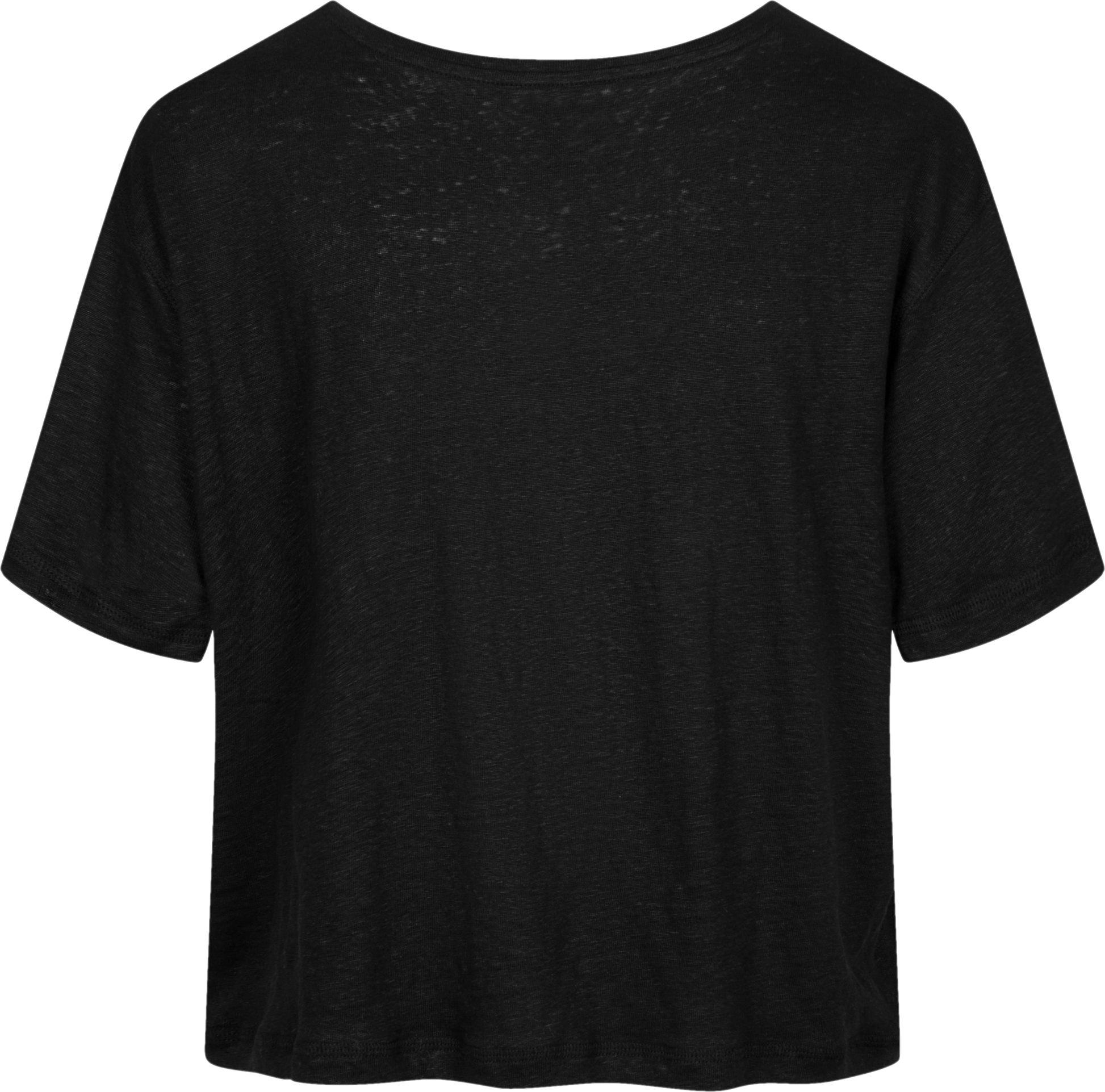T-shirt in lino nera donna a girocollo