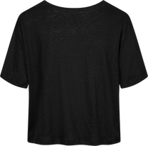 T-shirt in lino nera donna a girocollo