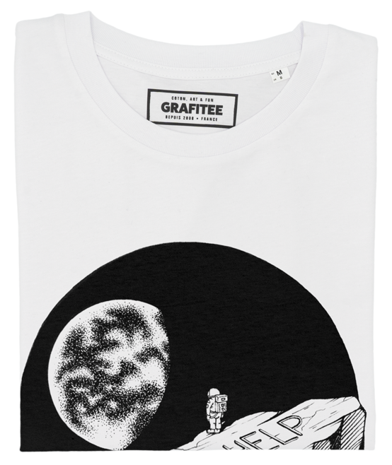 T-shirt Stuck con stampa Space bianca e nera