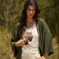 Cardigan aperto leggero verde oliva