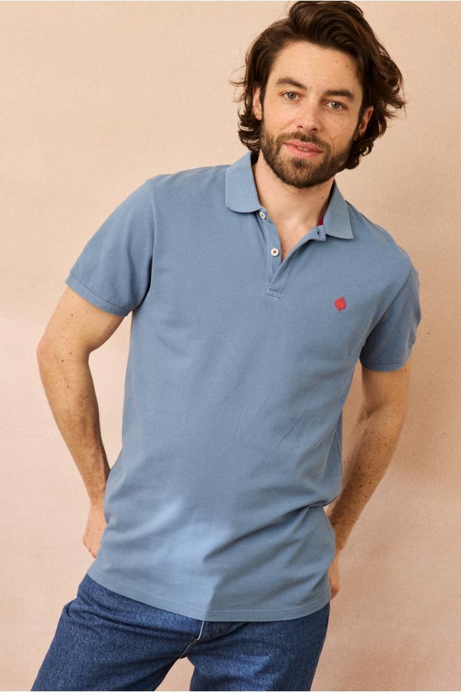 Polo Gaston in cotone biologico Blueberry