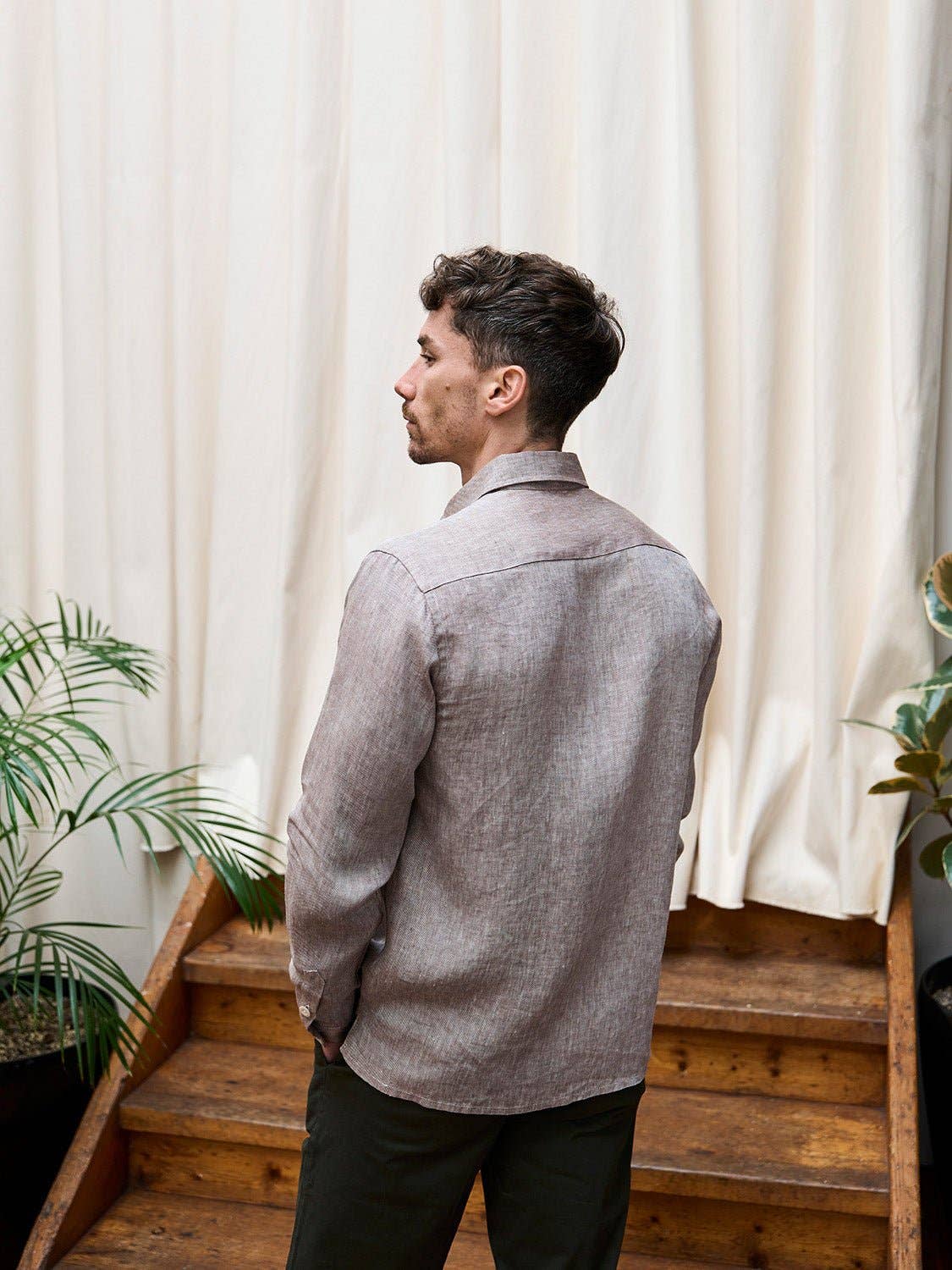 Camicia in lino Iseo marrone