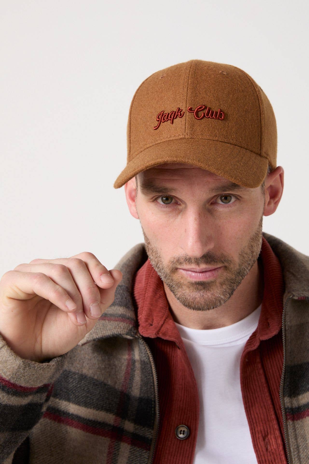 Cappellino in flanella rame con logo ricamato