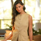 Gilet sartoriale in misto cotone beige