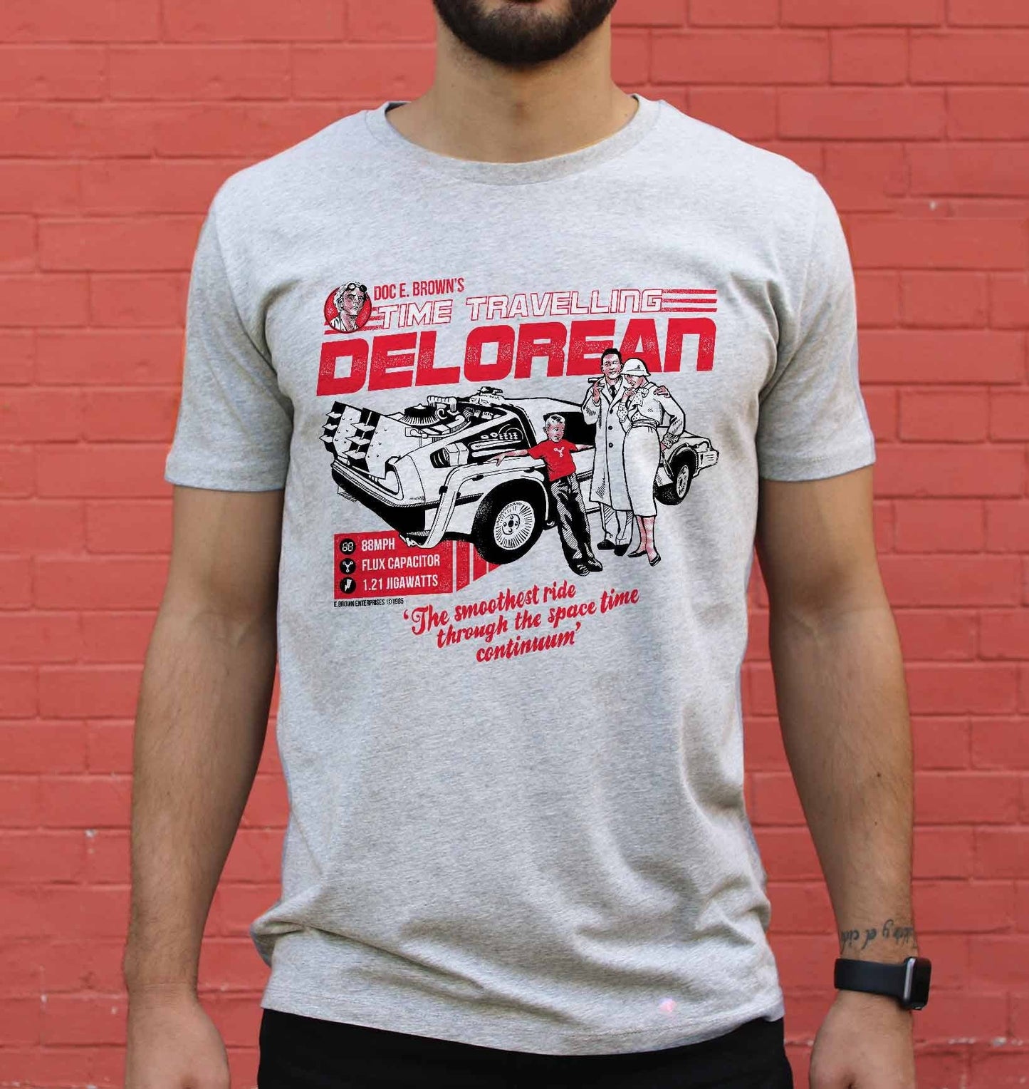 T-shirt Delorean con stampa ispirata al cinema