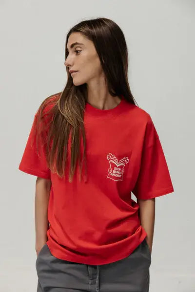 T-shirt oversize con stampa ironica in cotone biologico