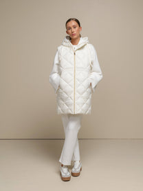 Gilet imbottito lungo con cappuccio da donna