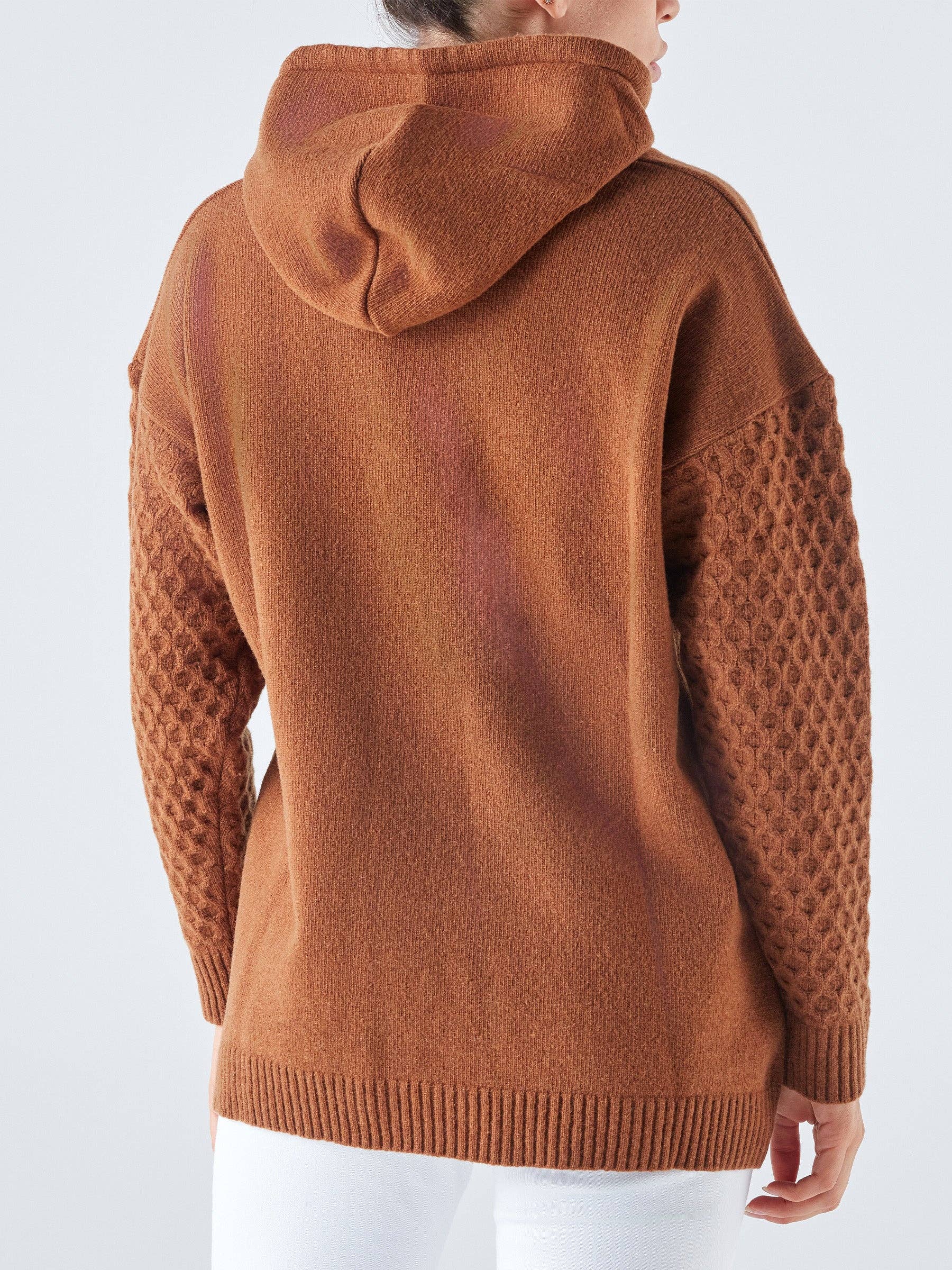 Felpa con cappuccio in maglia di lana