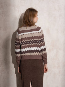 Maglione jacquard a righe multicolor