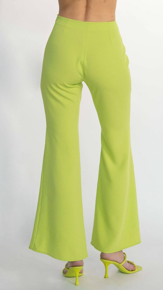 Pantaloni a zampa lime a vita alta