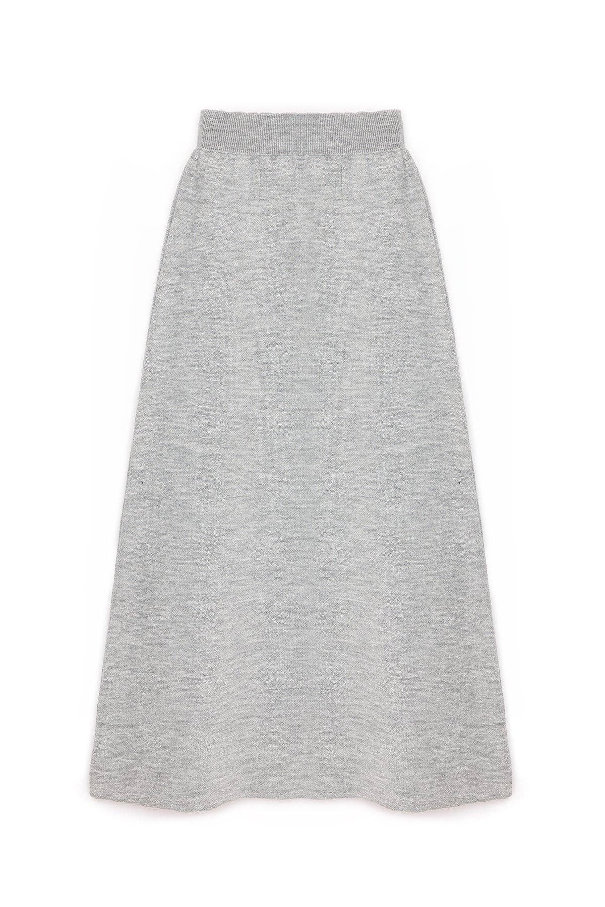 Gonna midi in maglia glitterata con elastico in vita