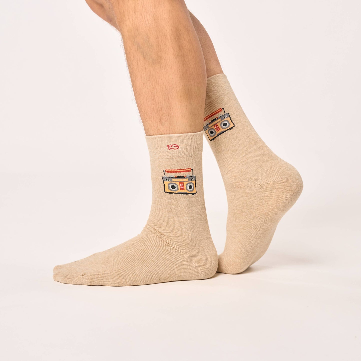 Calzini in cotone pettinato con stampa boombox