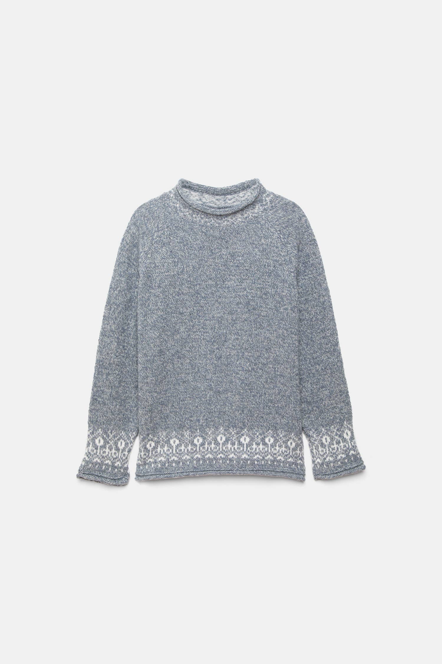 Maglione jacquard in maglia con girocollo