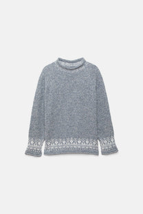 Maglione jacquard in maglia con girocollo