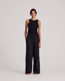 Pantaloni Thilde in popeline di cotone biologico neri