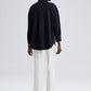 Camicia oversize nera ricamata con bottoni