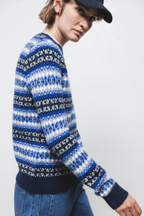 Maglione jacquard girocollo a maniche lunghe