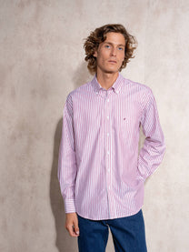 Camicia uomo a righe in cotone con colletto button-down